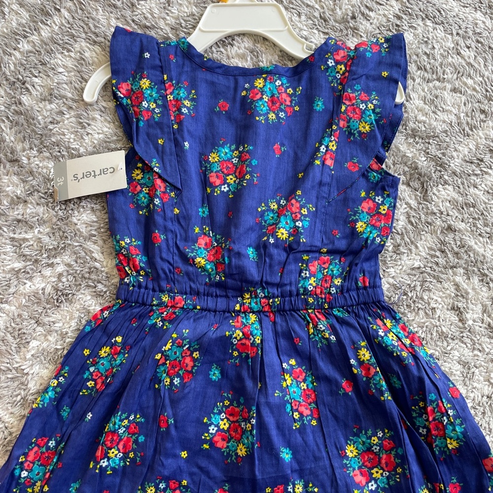 Carter's Navy Floral Button-Front Ruffle Dress - Picture 2 of 2